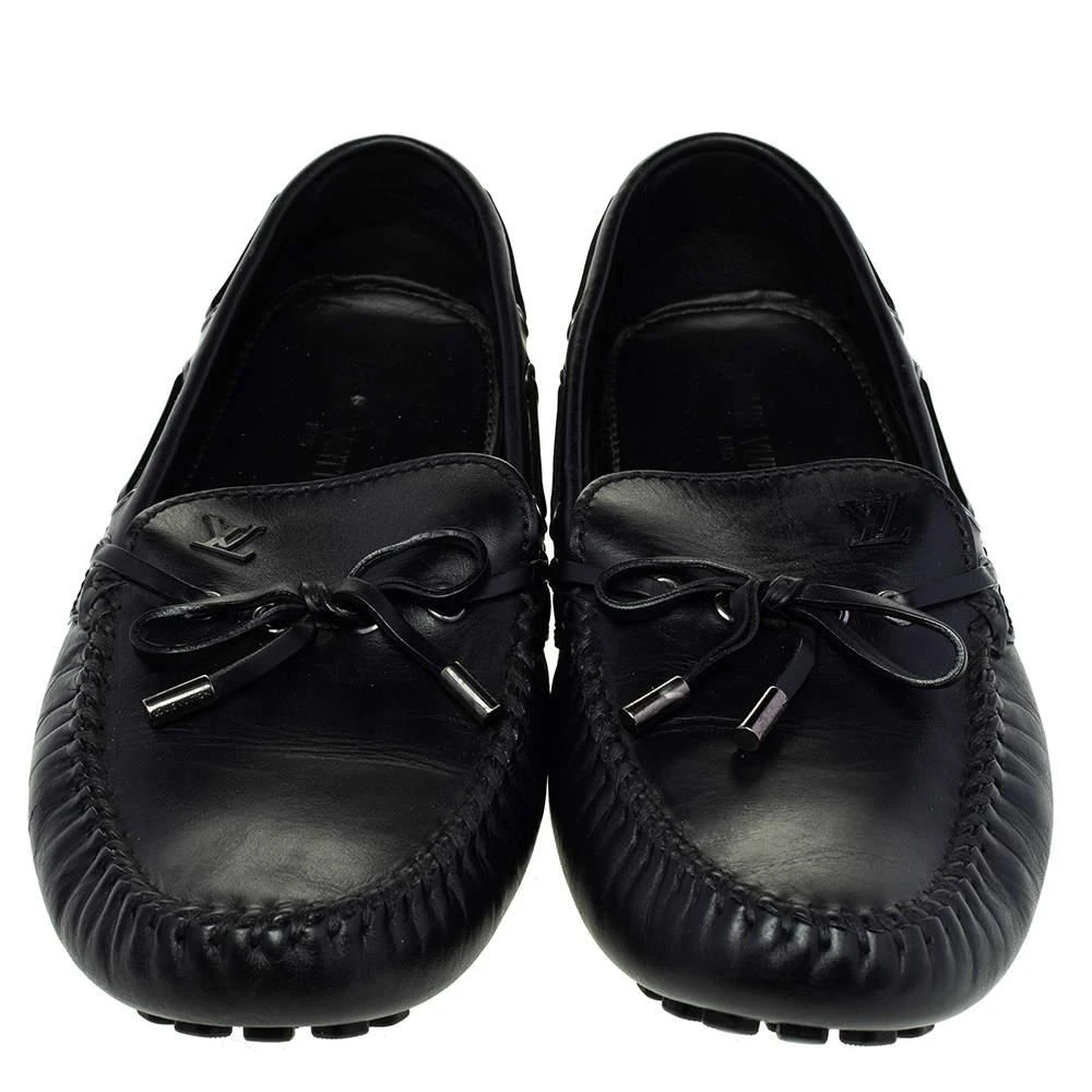 商品[二手商品] Louis Vuitton|Louis Vuitton Black Leather Bow Slip On Loafers Size 43.5,价格¥3187,第3张图片详细描述