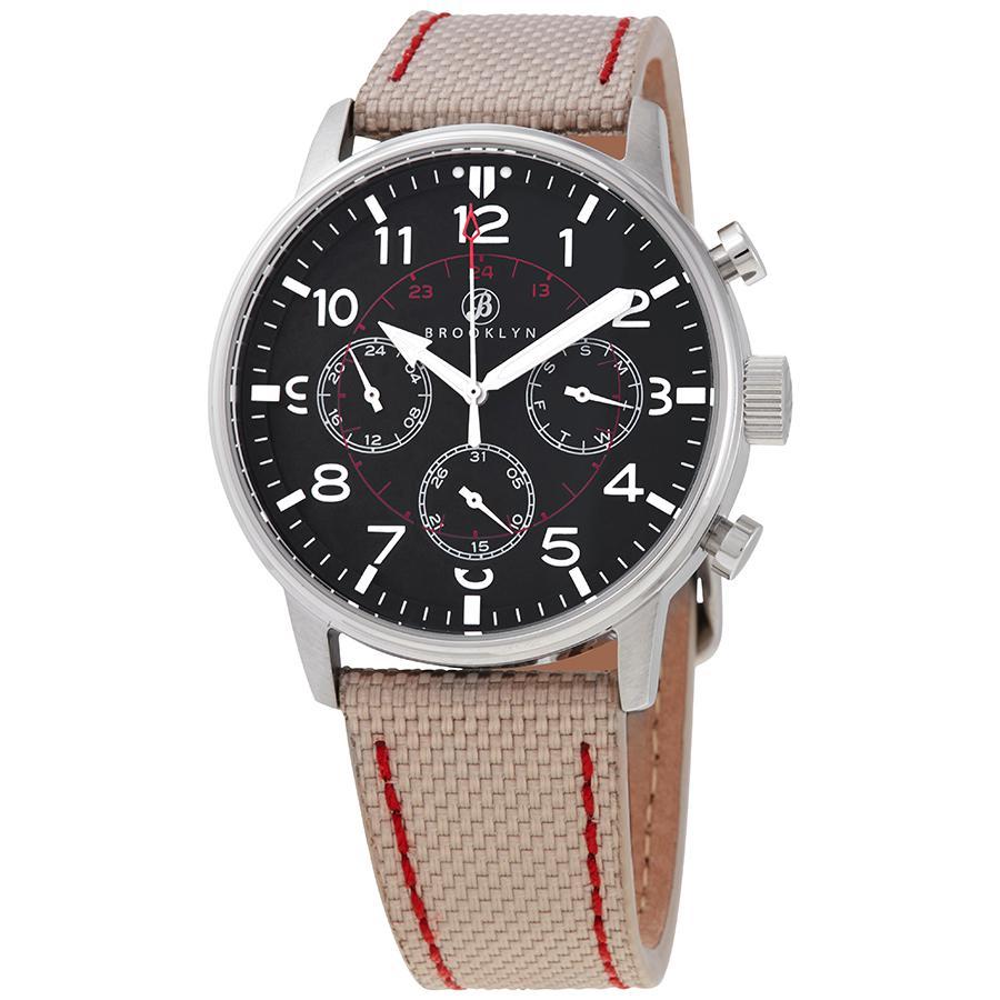 商品Brooklyn Watch Co.|Greenpoint Quartz Black Dial Mens Watch 8125Q1,价格¥443,第1张图片