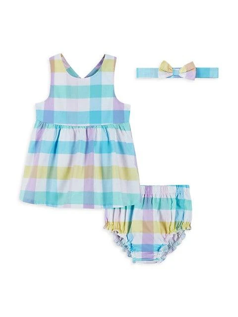 商品Andy & Evan|Baby Girl's 3-Piece Gingham Dress, Headband &amp; Bloomers Set,价格¥216,第1张图片