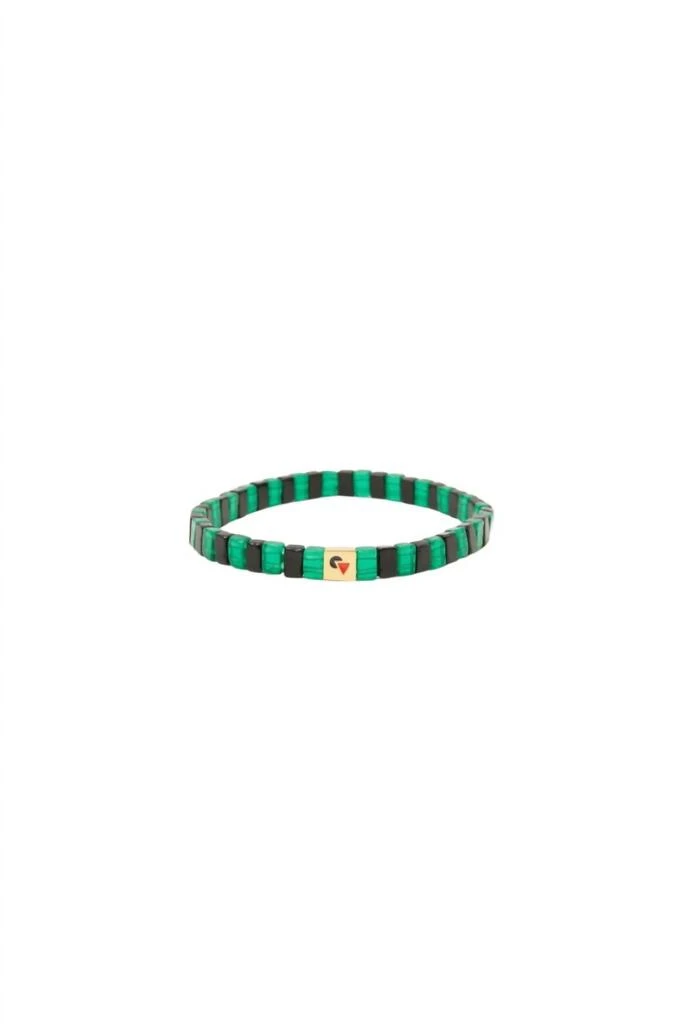 商品Clare V|Women's Glass Beaded Stretch Bracelet In Black/emerald,价格¥406,第1张图片