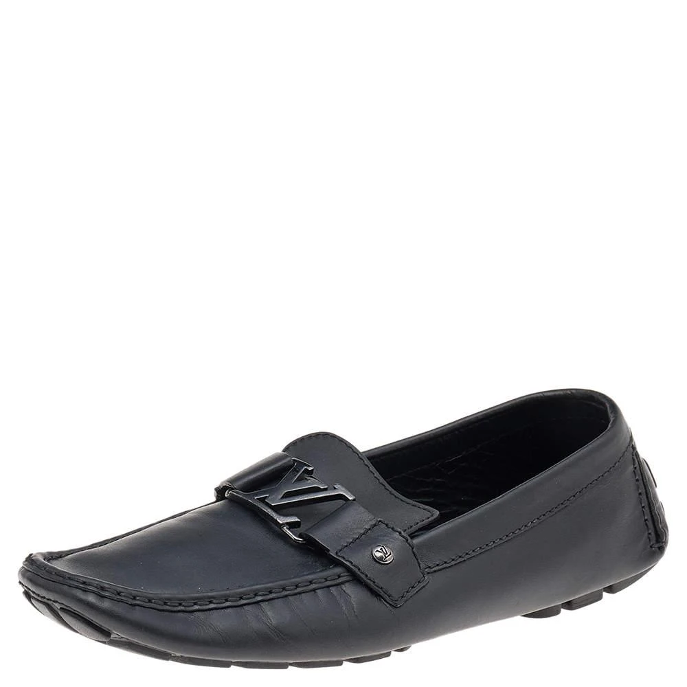 商品[二手商品] Louis Vuitton|Louis Vuitton Black Leather Monte Carlo Slip on Loafers Size 45,价格¥4018,第1张图片