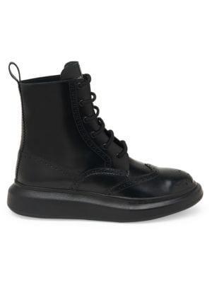 商品Alexander McQueen|Brogue Wingtip Leather Platform Combat Boots,价格¥2286,第1张图片