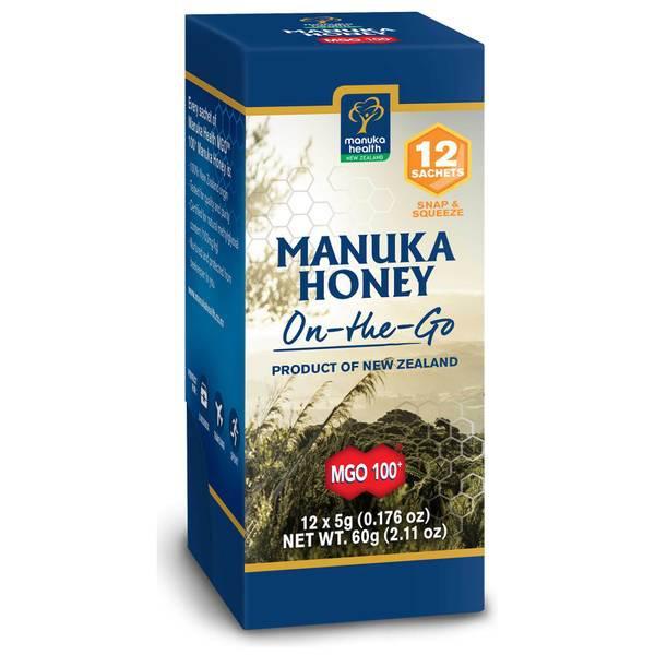 商品Manuka Health|MGO 100+ Pure Manuka Honey - Snap Pack - 5g - Pack of 12,价格¥114,第1张图片
