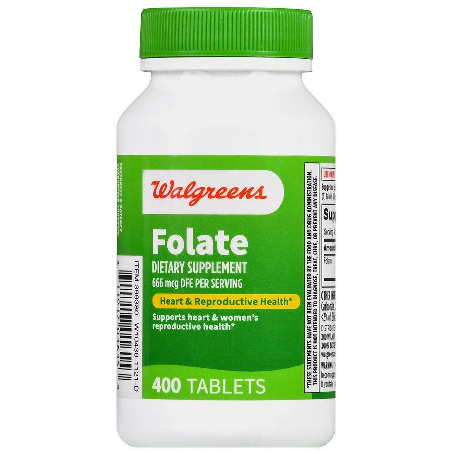 商品Walgreens|Folate 666 mcg DFE Tablets,价格¥83,第2张图片详细描述