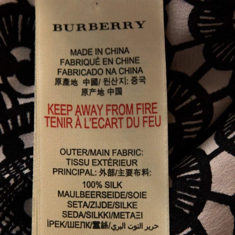 Burberry Bicolor Kensington Lace Print Silk Long Sleeve Shirt S 商品