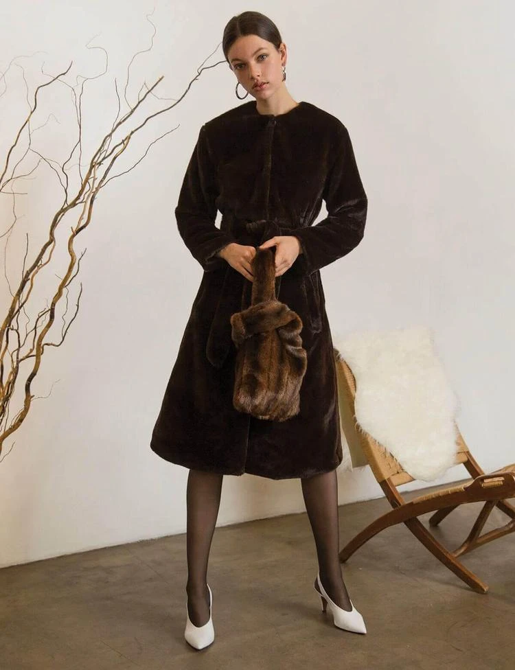商品Pixie Market|Faux Mink Fur Robe Coat,价格¥1045,第1张图片