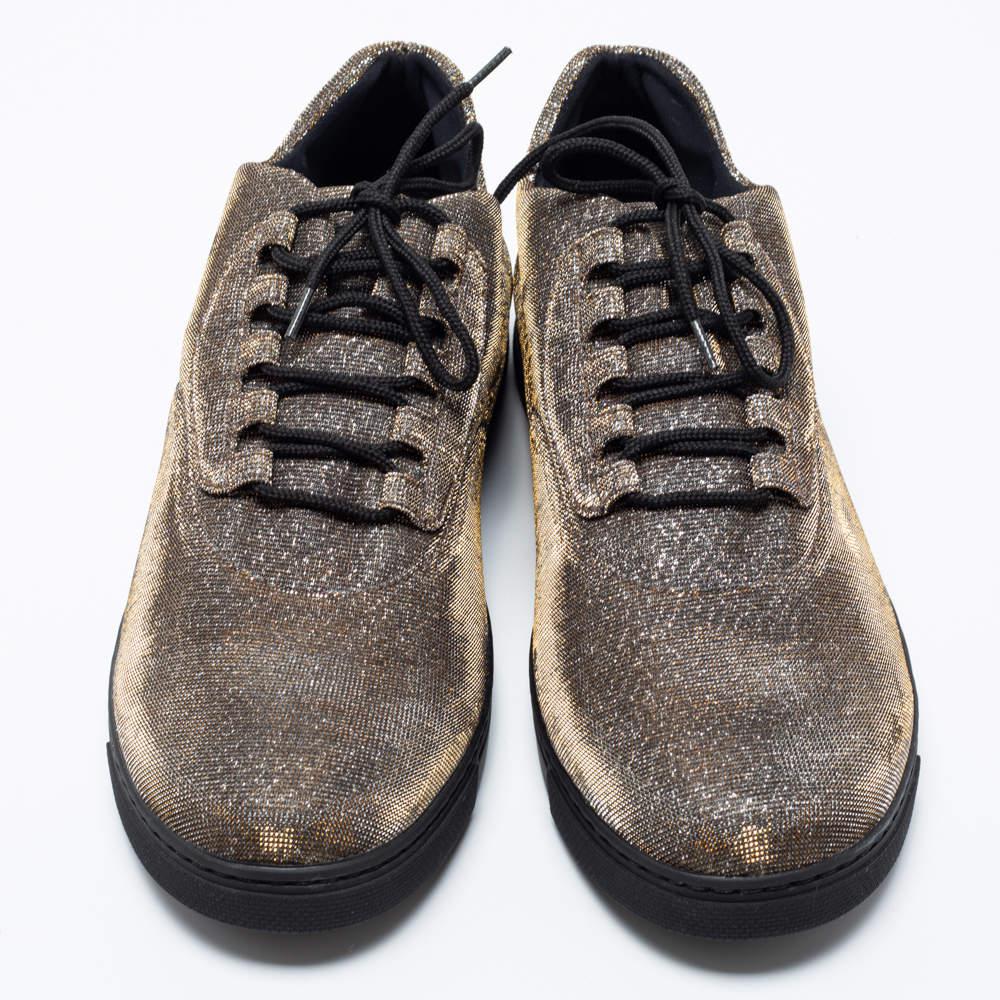 Stuart Weitzman Gold Lurex Fabric Lace-Up Sneakers Size 37商品第3张图片规格展示