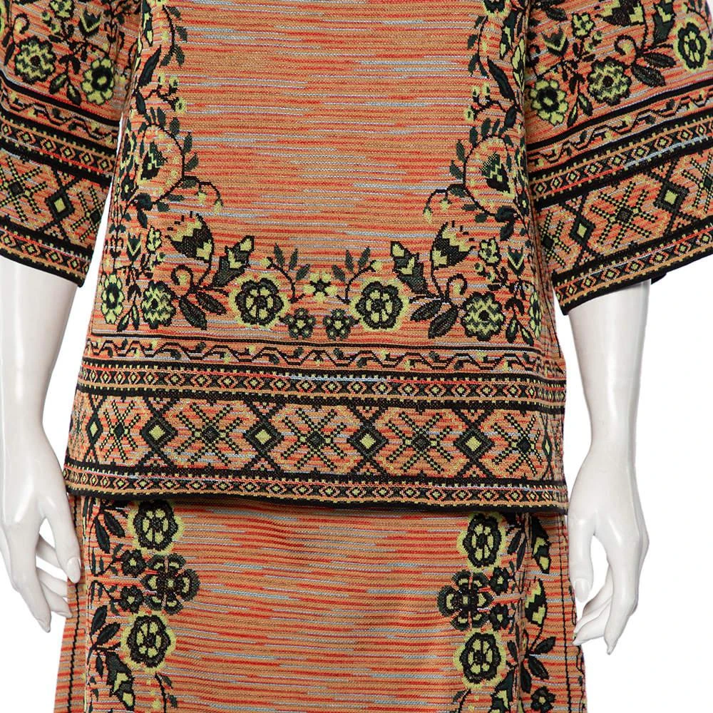 商品[二手商品] Missoni|M Missoni Burnt orange Floral Jacquard Knit Midi Skirt & Top Set M,价格¥2376,第4张图片详细描述