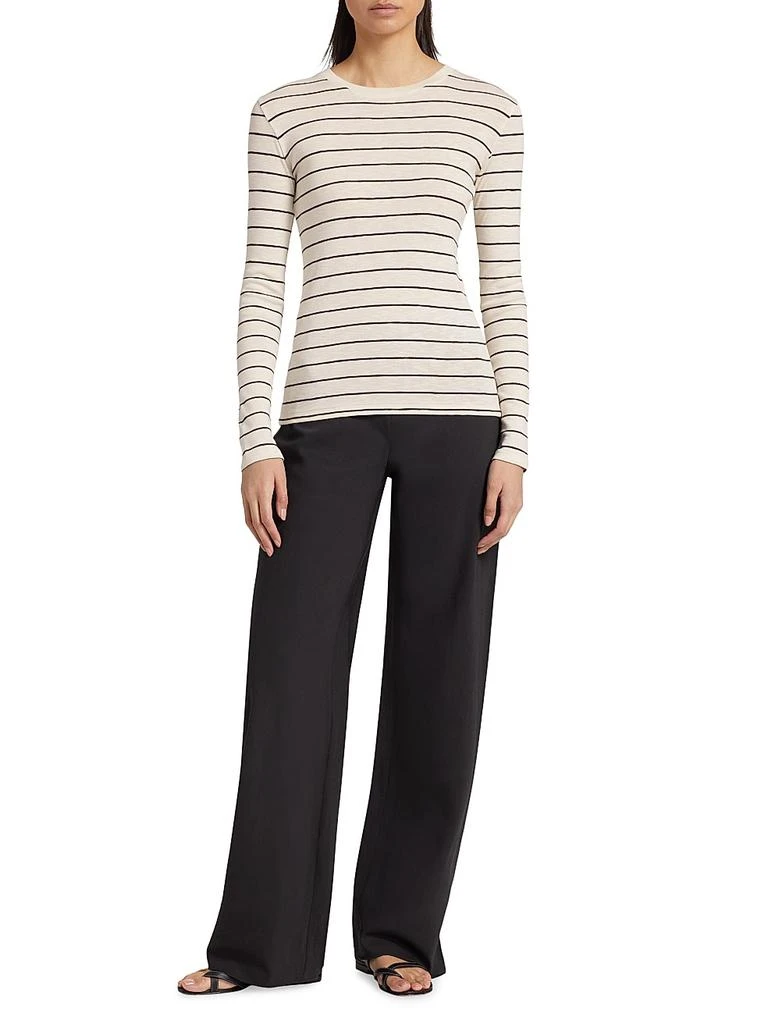 商品Vince|Striped Cotton-Blend Crewneck Long-Sleeve T-Shirt,价格¥1083,第2张图片详细描述