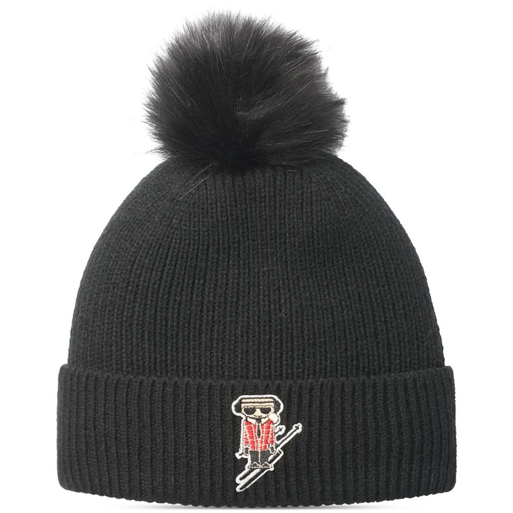 商品Karl Lagerfeld Paris|Women's Apres Ski Faux Fur Pom Beanie Hat,价格¥266,第1张图片