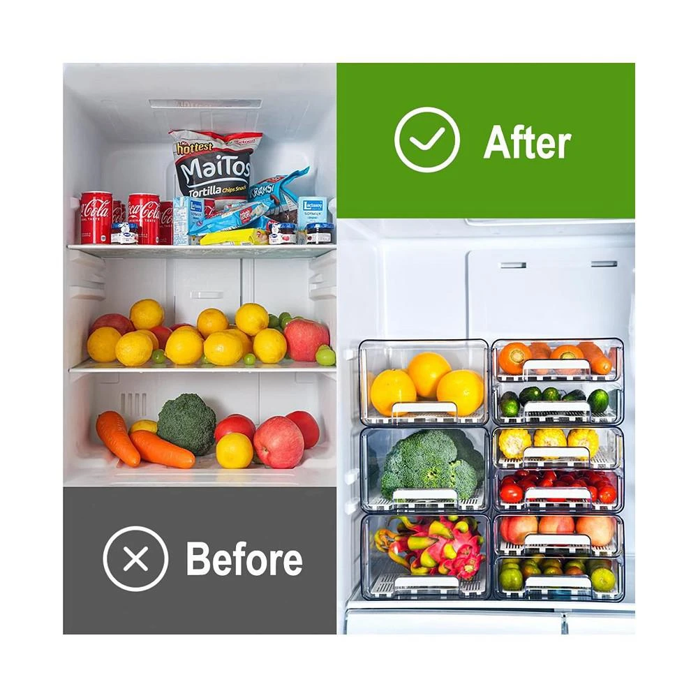 商品Lille Home|Multi-Functional Drawer, Produce Saver, Organizer Bins, 2 Layers,价格¥263,第3张图片详细描述