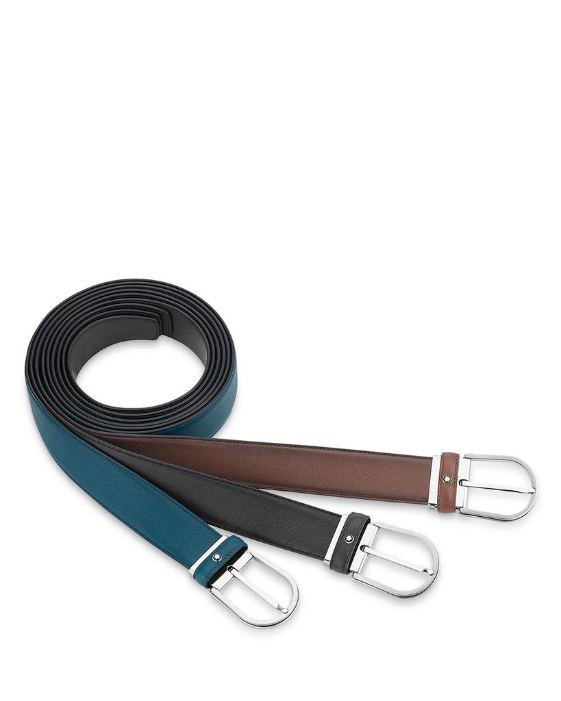 Men's Horseshoe Shiny & Matte Stainless Steel Pin Buckle Belt商品第2张图片规格展示