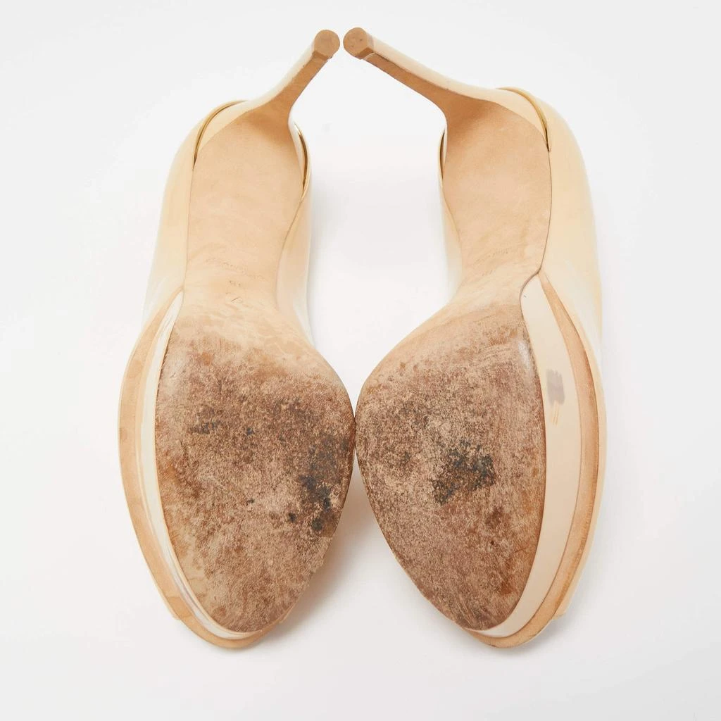 Louis Vuitton Beige Patent Leather Eyeline Peep Toe Pumps Size 38 商品
