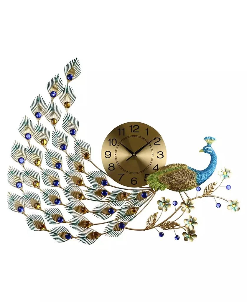 商品Three Star|Glorious Peacock Wall Clock,价格¥1112,第1张图片