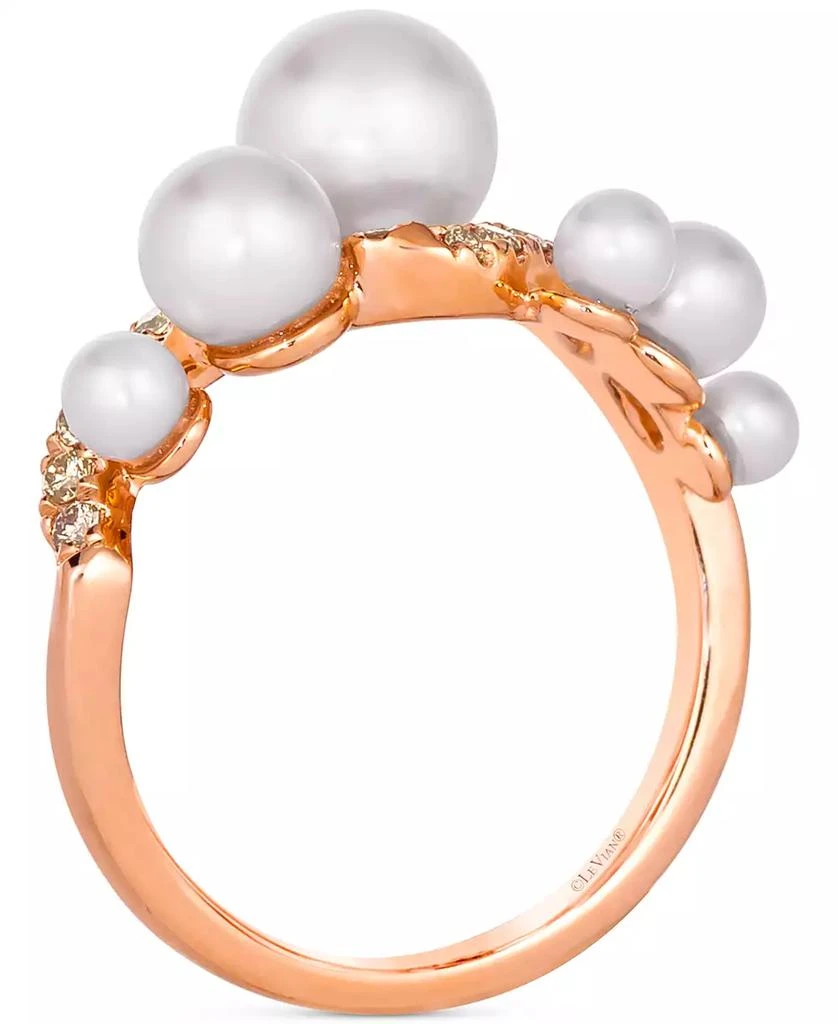 商品Le Vian|Vanilla Pearls (3-8mm) & Nude Diamond (3/8 ct. t.w.) Wavy Ring in 14k Rose Gold,价格¥4627,第2张图片详细描述