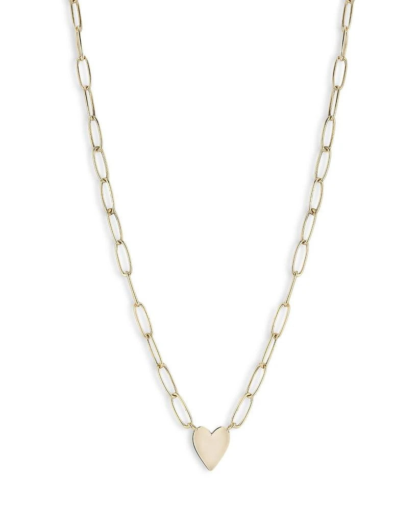 商品Moon & Meadow|14K Yellow Gold Paperclip Chain Heart Pendant Necklace, 18",价格¥3389,第1张图片