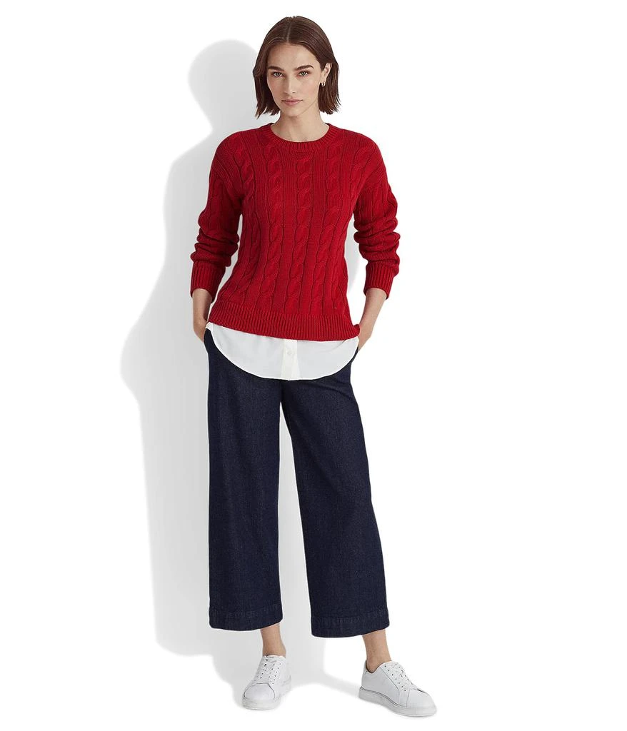 商品Ralph Lauren|Layered Cotton-Blend Cable-Knit Sweater,价格¥1088,第4张图片详细描述