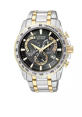 商品Citizen|Eco Drive Two Tone Perpetual Chrono At,价格¥3538,第1张图片