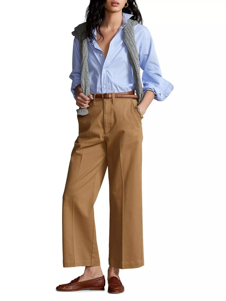 商品Ralph Lauren|Cropped Stretch-Cotton Wide-Leg Pant,价格¥1503,第2张图片详细描述