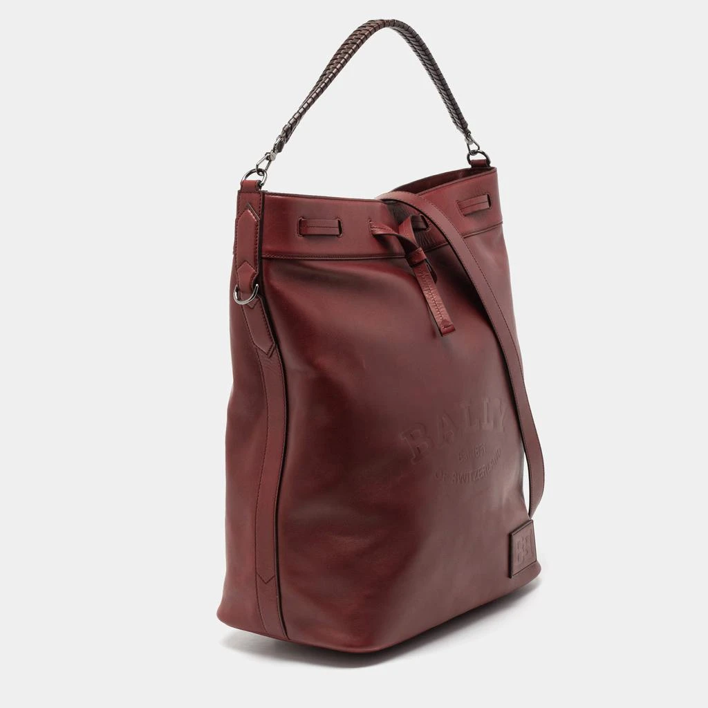 商品[二手商品] Bally|Bally Burgundy Leather Cloy Drawstring Bucket Bag,价格¥2813,第3张图片详细描述