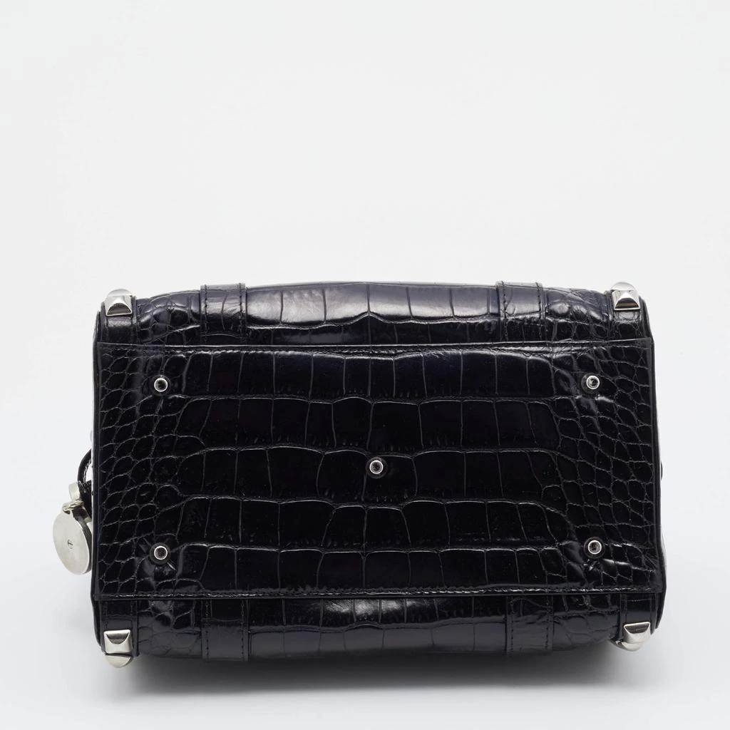 Versace Metallic Black Croc Embossed Leather Studded Satchel 商品