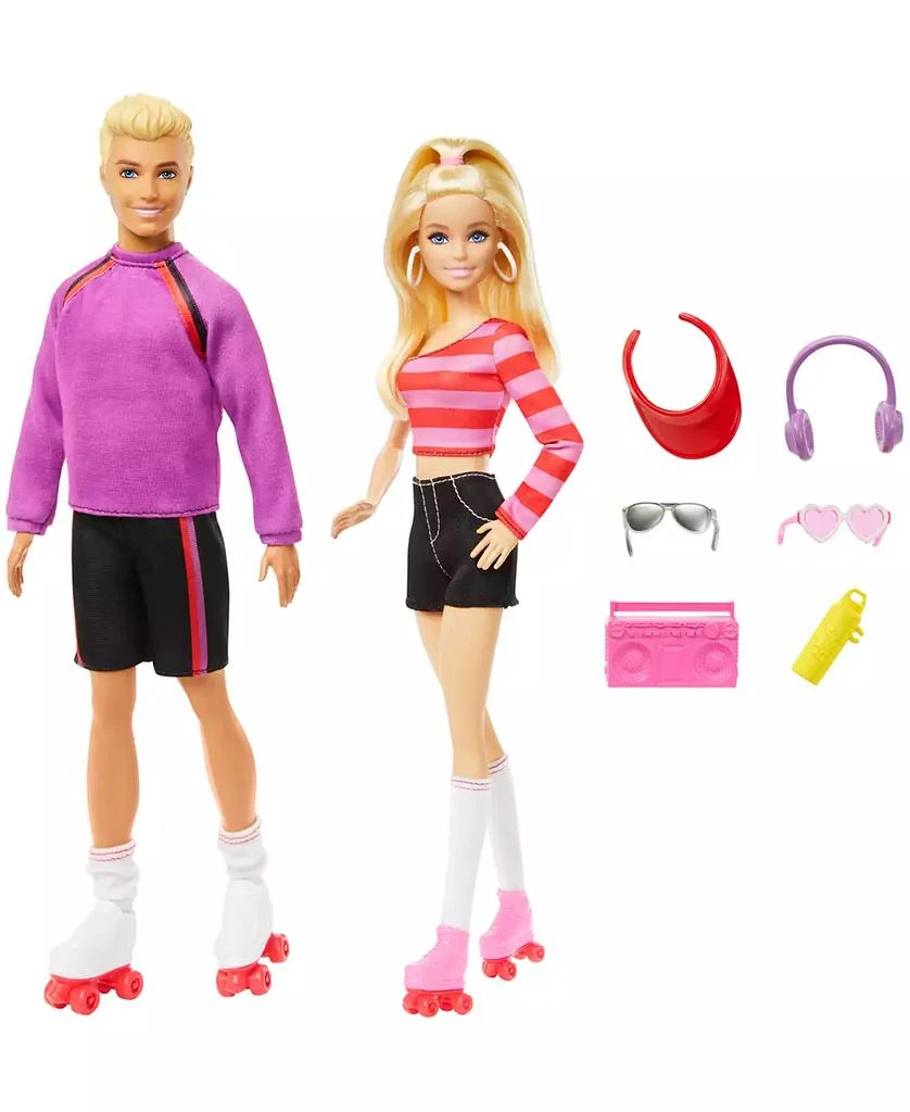 商品Barbie|65th Anniversary Fashionistas, 2 Dolls, 6 Accessories Set, Roller-Skating Theme,价格¥191,第5张图片详细描述