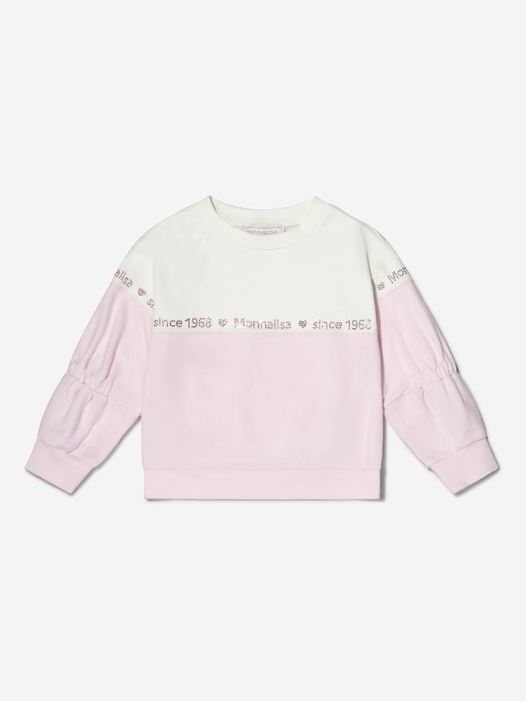 Monnalisa Pink Girls Cotton Branded Sweatshirt商品第1张图片规格展示