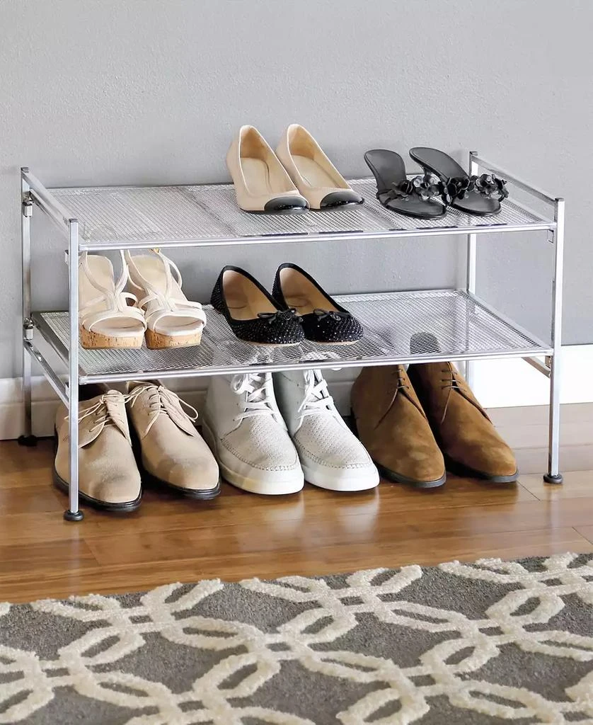 商品Seville Classics|2 Tier Stackable Metal Mesh Utility Shoe Rack,价格¥356,第4张图片详细描述