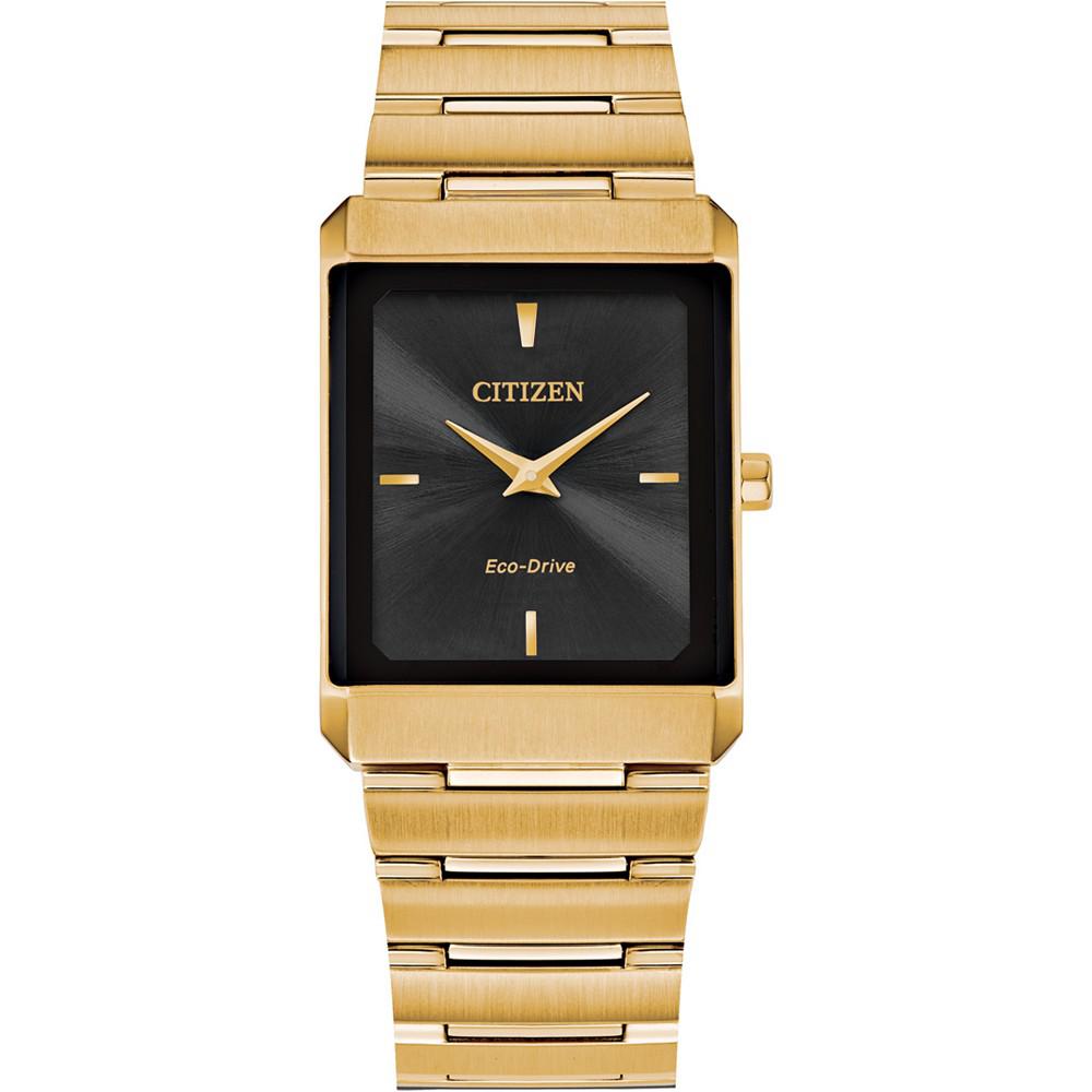 Eco-Drive Unisex Stiletto Gold-Tone Stainless Steel Bracelet Watch 28x38mm商品第1张图片规格展示