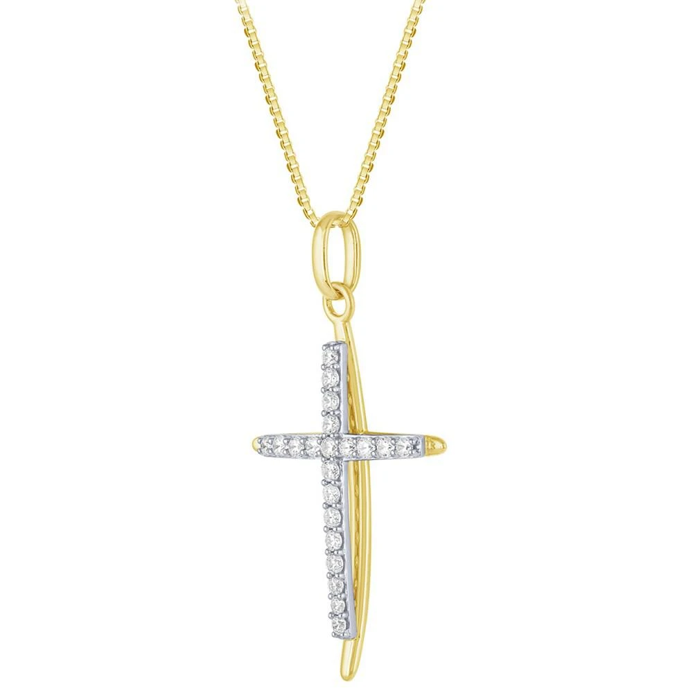 商品Macy's|Diamond Cross Pendant Necklace (1/2 ct. t.w.) in 14k Two-Tone Gold, 16" + 2" extender,价格¥5422,第5张图片详细描述