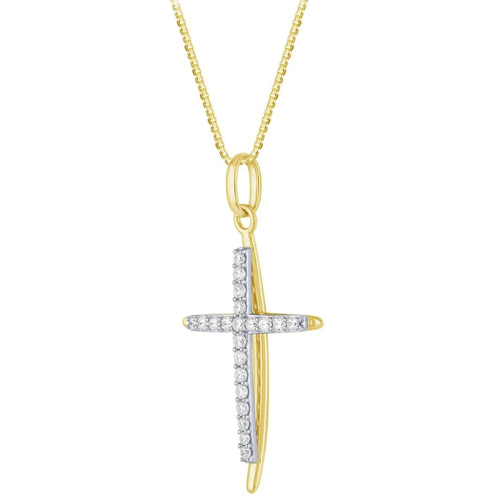 商品Macy's|Diamond Cross Pendant Necklace (1/2 ct. t.w.) in 14k Two-Tone Gold, 16" + 2" extender,价格¥7479,第5张图片详细描述