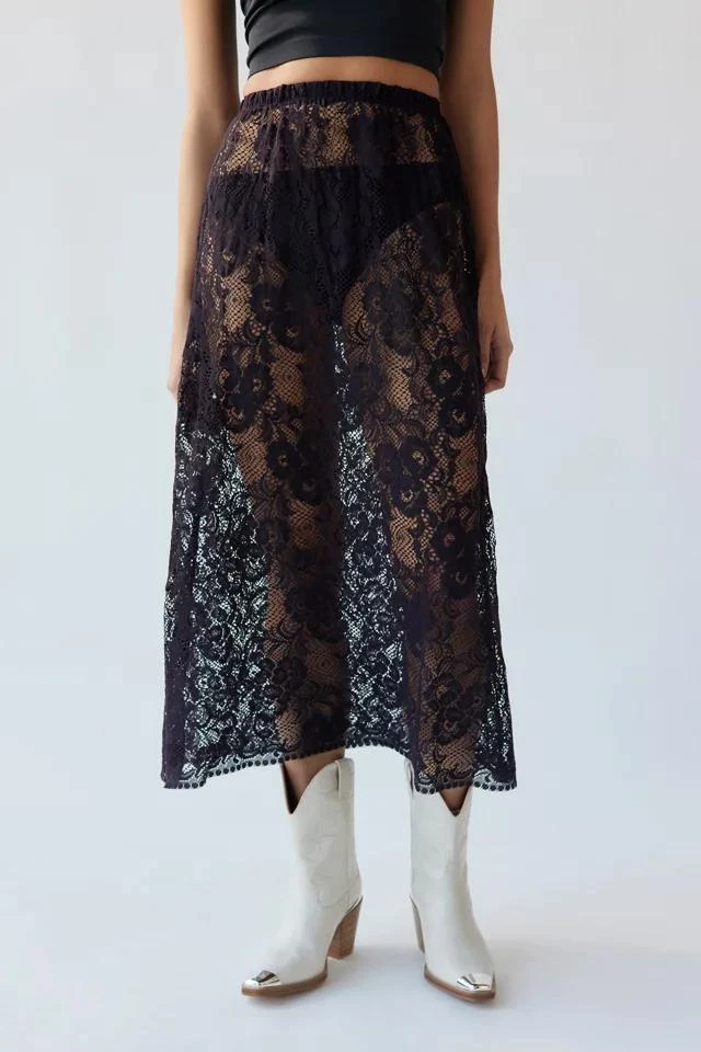 商品Urban Renewal|Urban Renewal Remade Overdyed Lace Midi Skirt,价格¥447,第2张图片详细描述