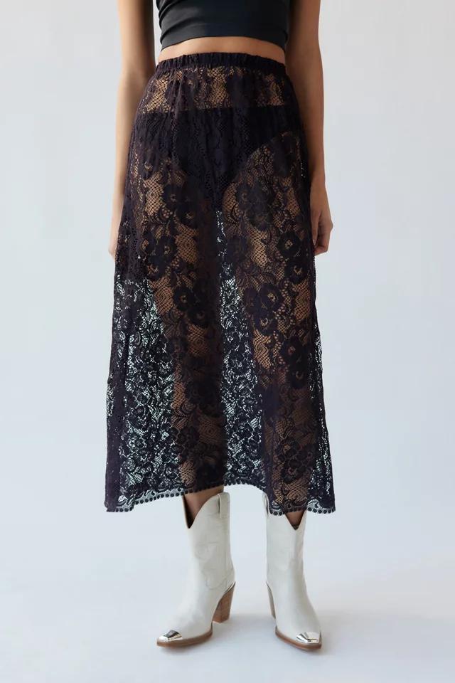 商品Urban Renewal|Urban Renewal Remade Overdyed Lace Midi Skirt,价格¥418,第4张图片详细描述