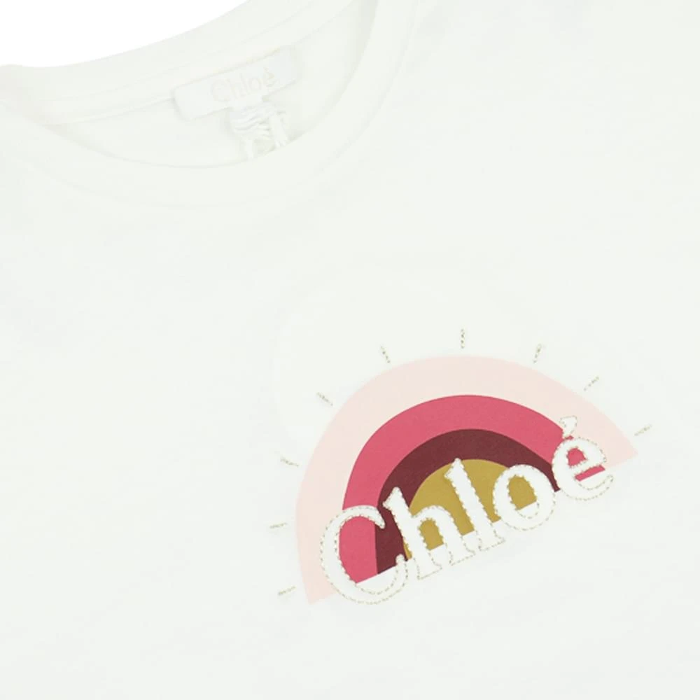 商品Chloé|Ivory Rainbow Logo Long Sleeve T Shirt,价格¥317,第2张图片详细描述