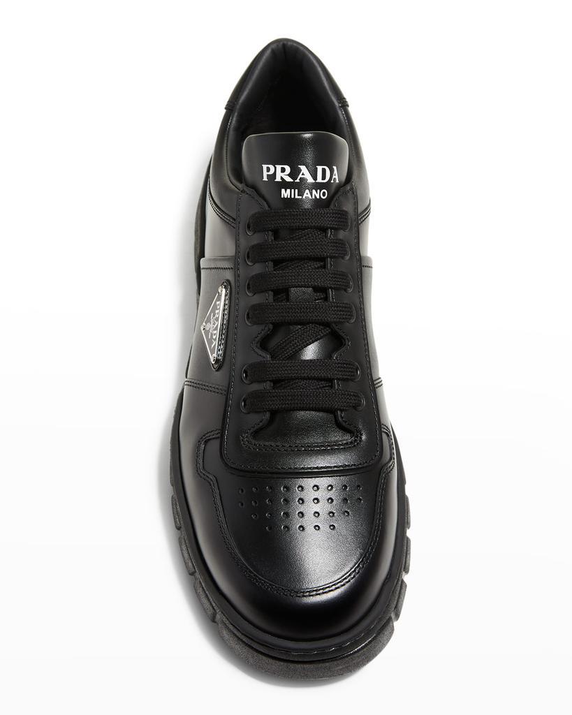 商品Prada|Men's Fly Blok Triangle Logo Leather Sneakers,价格¥8193,第6张图片详细描述