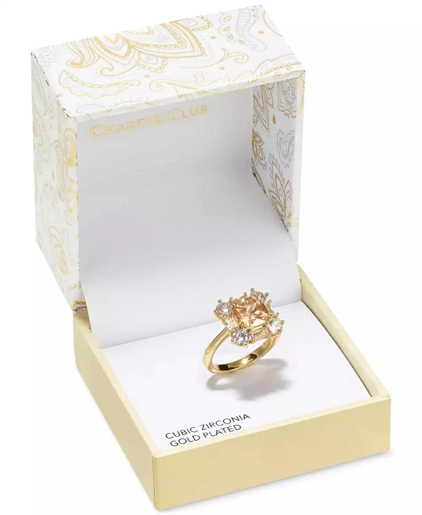 商品Charter Club|Gold-Tone Champagne & White Cubic Zirconia Halo Ring, Created for Macy's,价格¥104,第3张图片详细描述