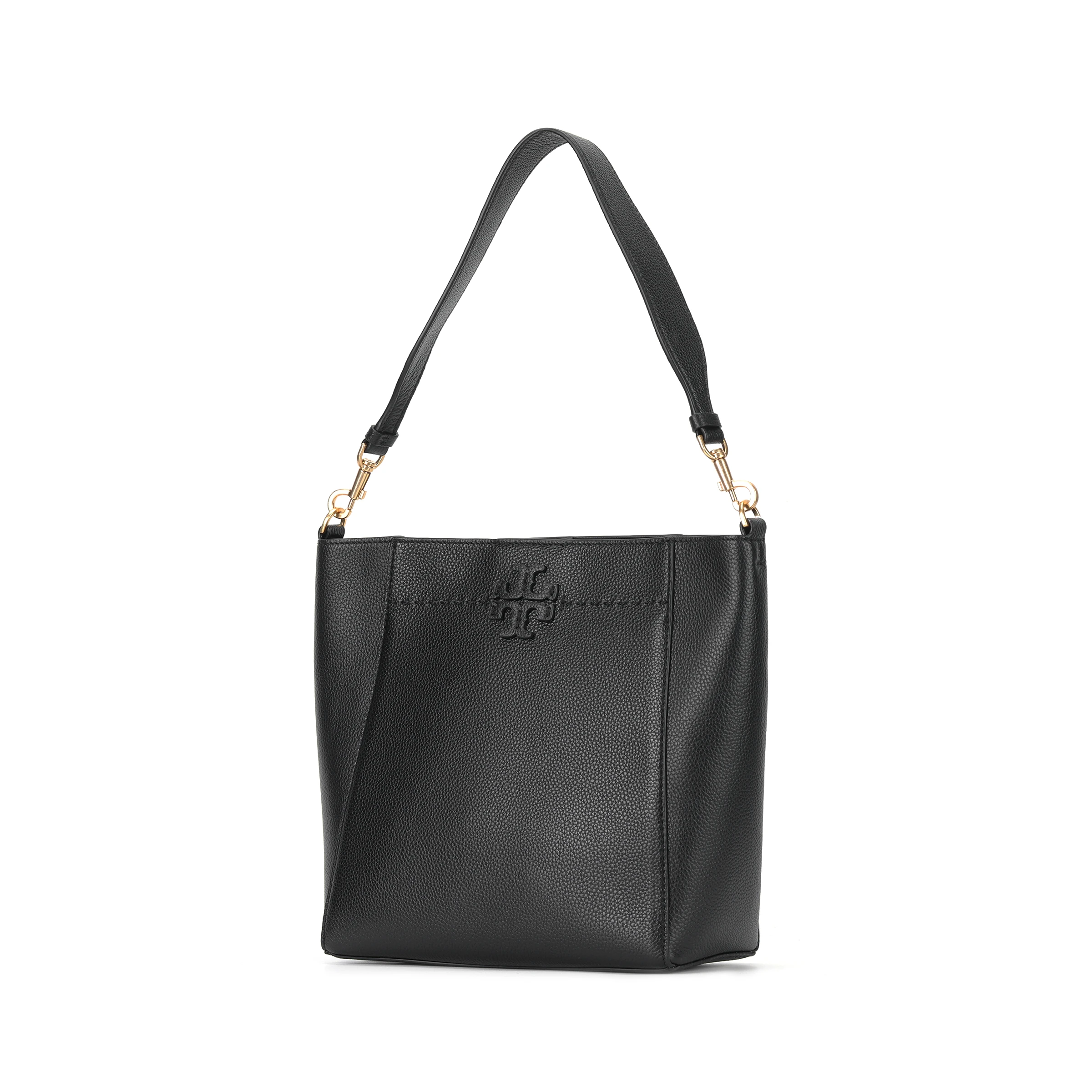 商品[国内直发] Tory Burch|McGraw 荔枝纹大容量 牛皮 Hobo水桶包单肩手提包 大号 女款 黑色,价格¥3767,第3张图片详细描述