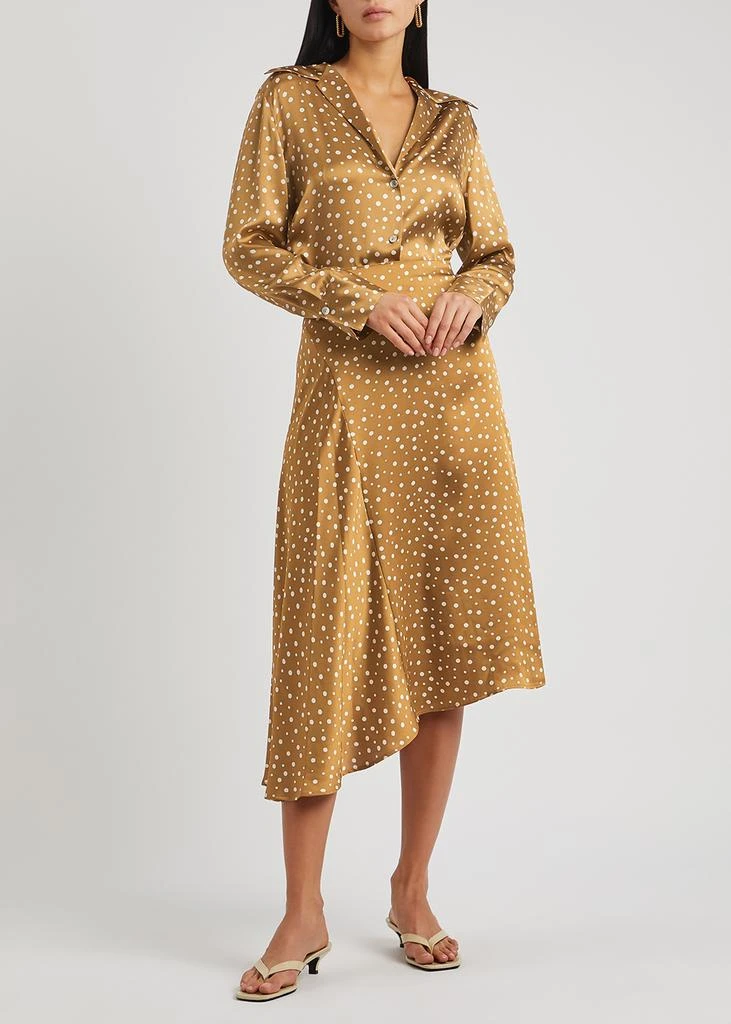 商品Vince|Caramel polka-dot silk-satin blouse,价格¥3620,第4张图片详细描述
