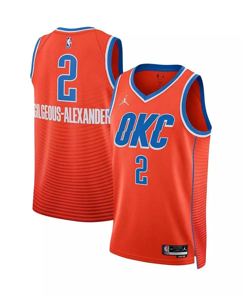商品Jordan|Men's Shai Gilgeous-Alexander Orange Oklahoma City Thunder Statement Edition Swingman Jersey,价格¥670,第1张图片