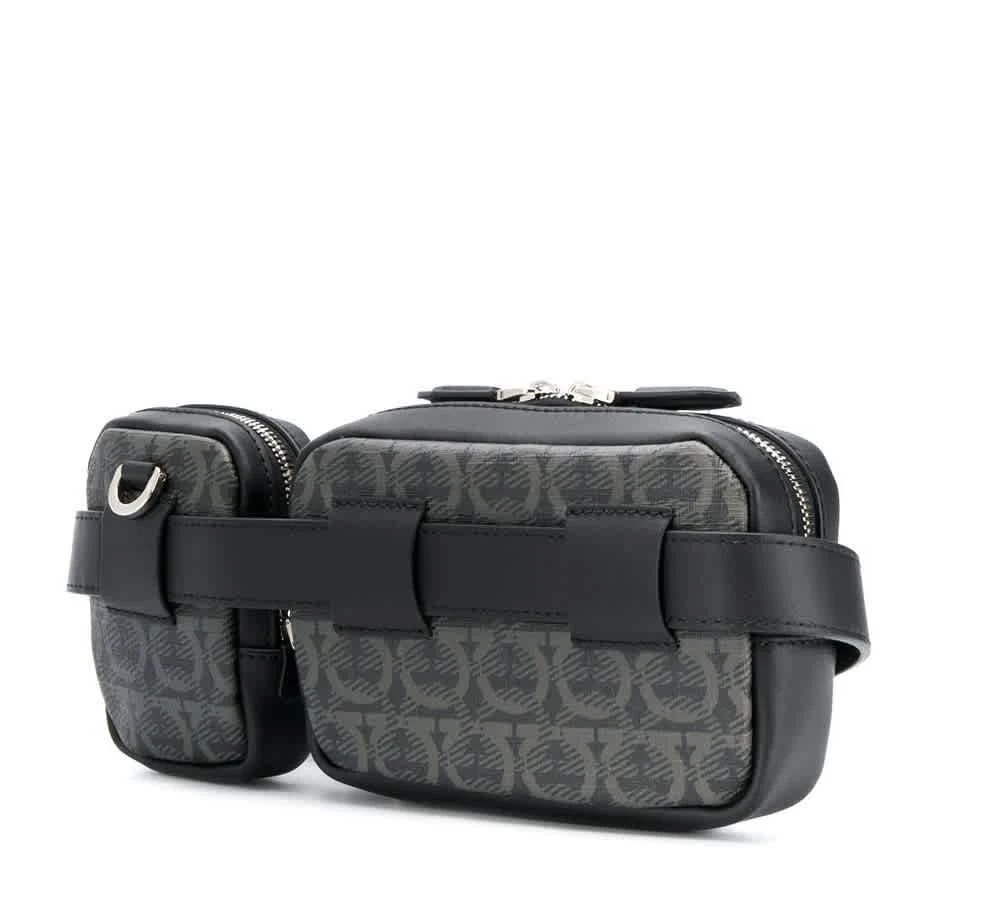 商品Salvatore Ferragamo|Salvatore Ferragamo Black/Grey Gancini Logo Print Belt Bag,价格¥2342,第2张图片详细描述