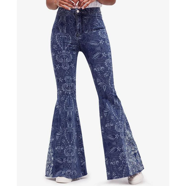 商品Free People|Printed Flared Jeans,价格¥382,第1张图片