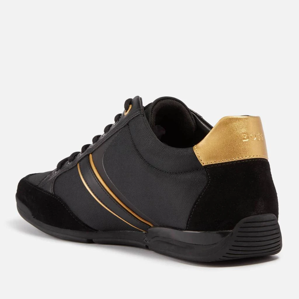 商品Hugo Boss|BOSS Saturn Faux Suede and Faux Leather-Trimmed Canvas Trainers,价格¥907,第2张图片详细描述