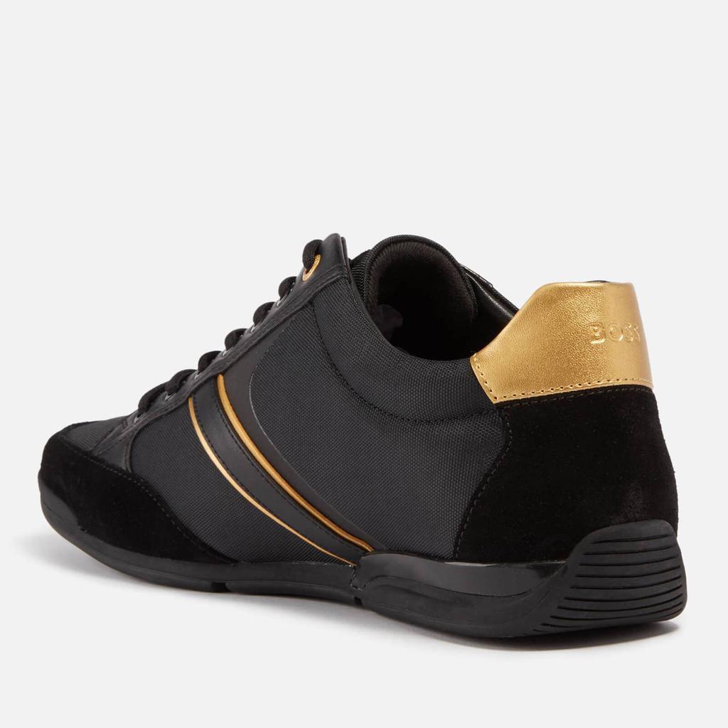 商品Hugo Boss|BOSS Saturn Faux Suede and Faux Leather-Trimmed Canvas Trainers,价格¥1318,第4张图片详细描述