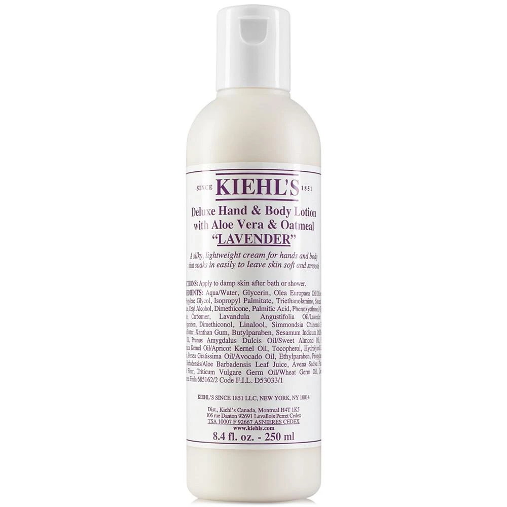 商品Kiehl's|Deluxe Hand & Body Lotion With Aloe Vera & Oatmeal - Lavender, 8.4-oz.,价格¥171,第1张图片