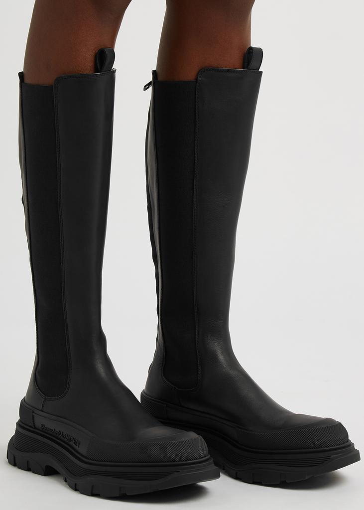 商品Alexander McQueen|Tread black leather knee-high Chelsea boots,价格¥7544,第7张图片详细描述