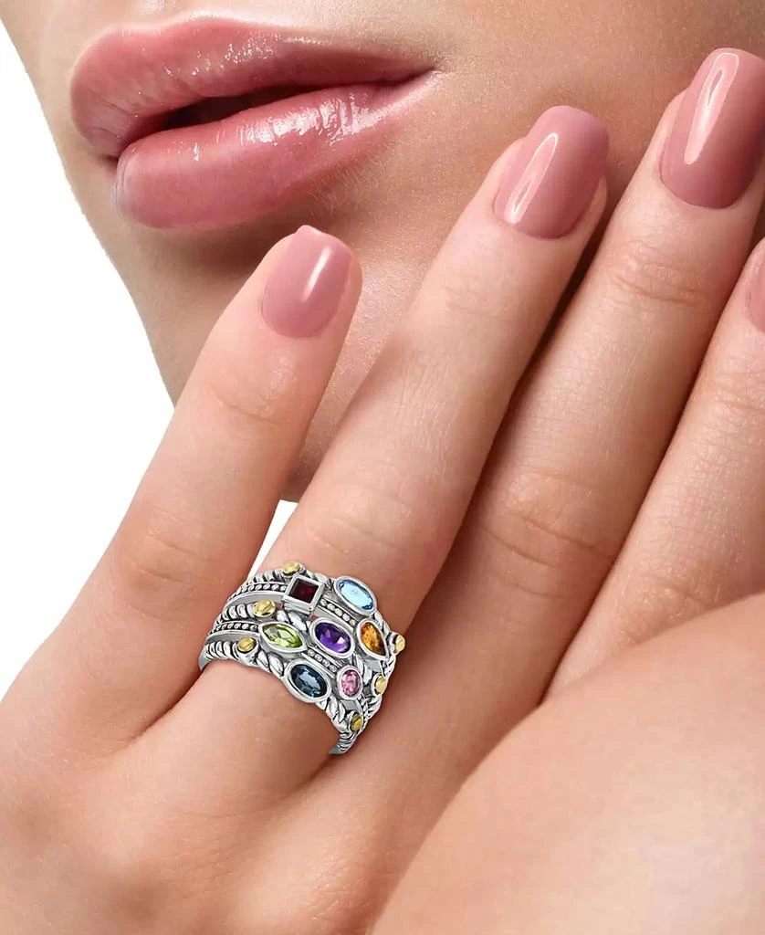 商品Effy|EFFY® Multi-Gemstone (1-1/3 ct. t.w.) Multi-Row Ring in Sterling Silver,价格¥2435,第2张图片详细描述