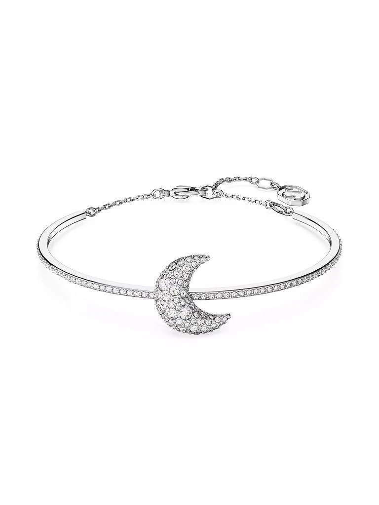 商品Swarovski|Sublima Rhodium-Plated & Swarovski Crystal Crescent Moon Bangle,价格¥1265,第1张图片