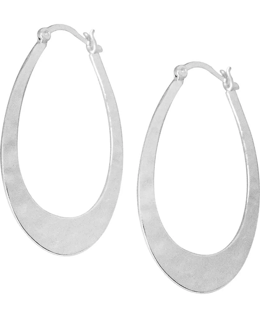 商品Essentials|Hammered Oblong Hoop Earrings in Silver-Plate,价格¥76,第1张图片