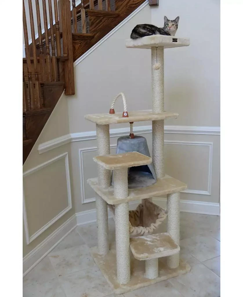 商品Macy's|65" Real Wood Cat Tree With Rope, Hammock, Playhouse,价格¥1762,第5张图片详细描述