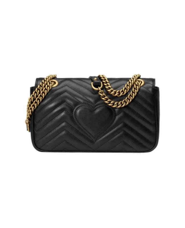 商品Gucci|Gucci GG Marmont Small Black Leather Women's Shoulder Bag 443497 DTDIT 1000,价格¥14483,第3张图片详细描述